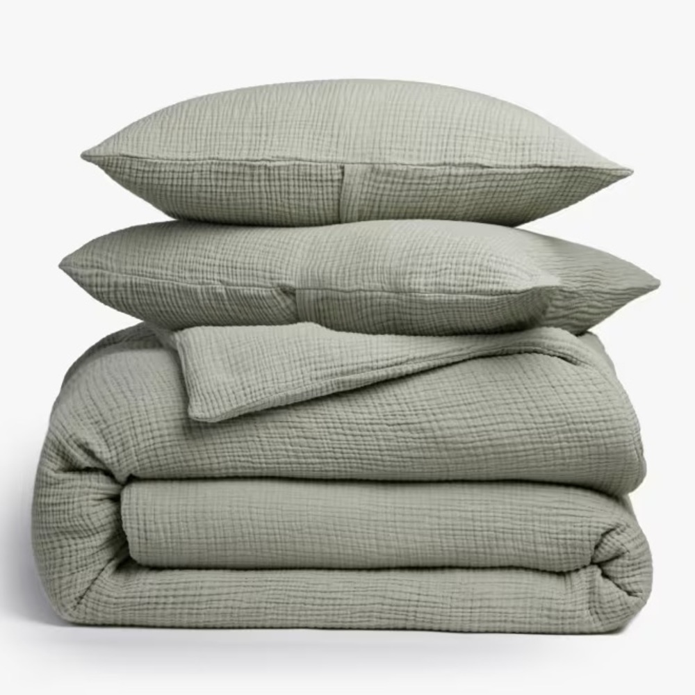 Parachute home organic cloud cotton duvet cover set king size in moss